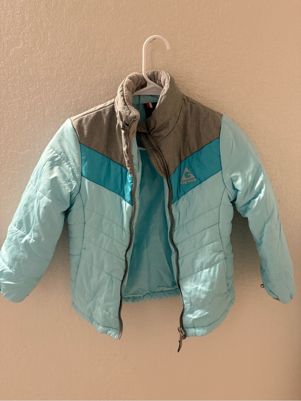 Gerry Weber Light Blue and Gray Girls' Quilted Puffer Jacket